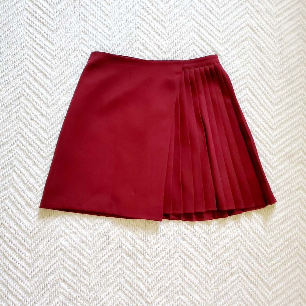 Express Pleated Wrap Mini Skirt
